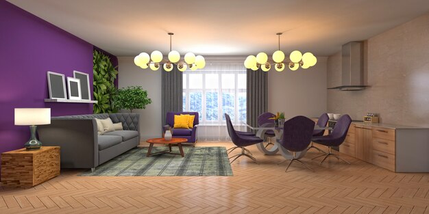 Illustration of the living room interior