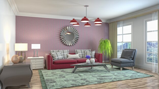 Illustration of the living room interior