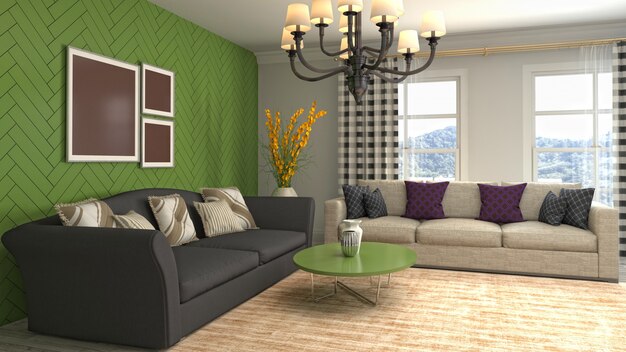 Illustration of the living room interior