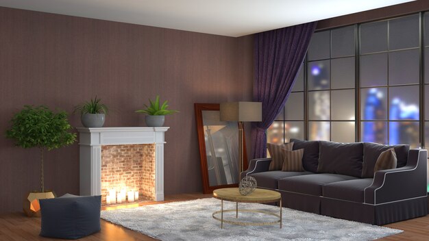 Illustration of the living room interior