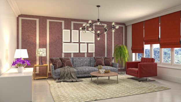 Illustration of the living room interior