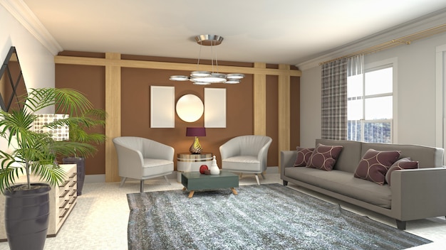 Illustration of the living room interior