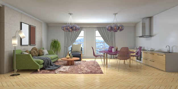 Premium Photo | Illustration of the living room interior