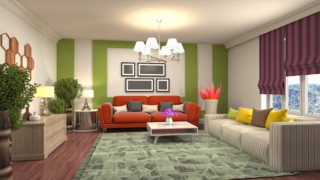 Illustration of the living room interior