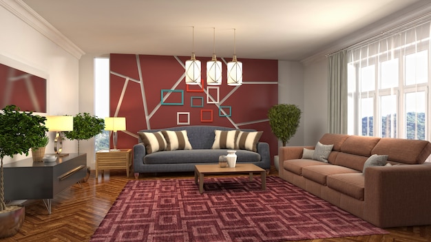 Illustration of the living room interior