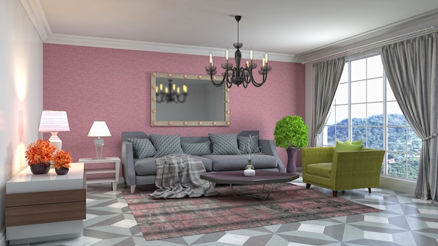 Illustration of the living room interior