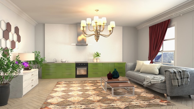 Illustration of the living room interior