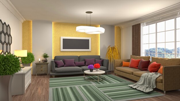 Illustration of the living room interior