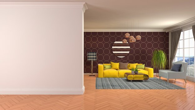 Illustration of the living room interior