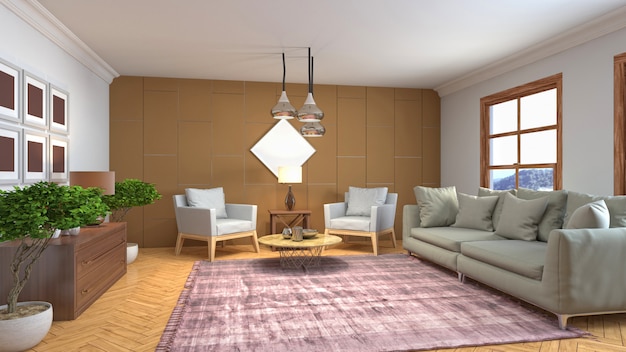 Illustration of the living room interior