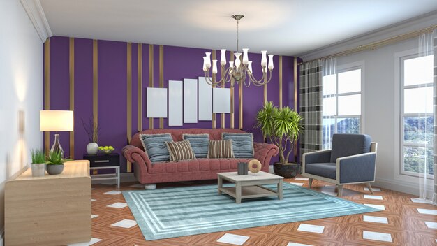 Illustration of the living room interior