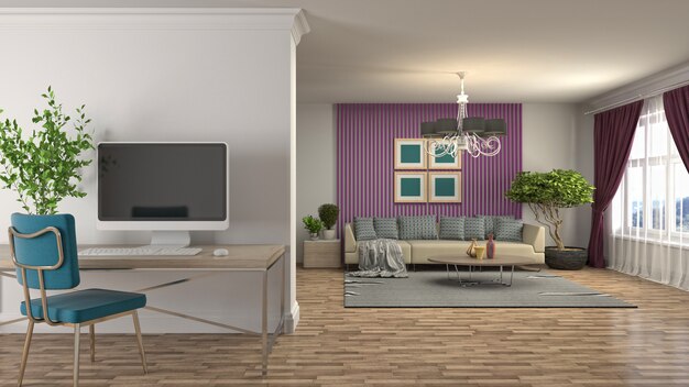 Illustration of the living room interior