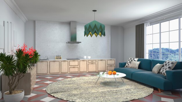 Illustration of the living room interior