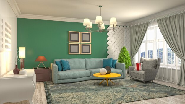 Illustration of the living room interior