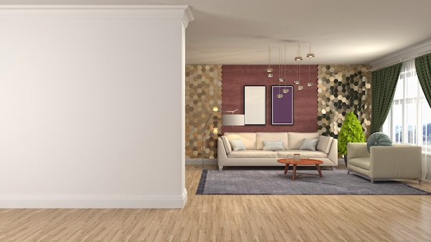 Illustration of the living room interior