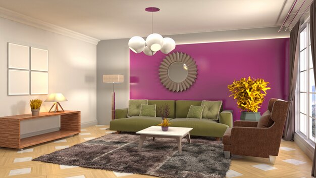 Illustration of the living room interior