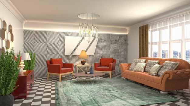 Illustration of the living room interior