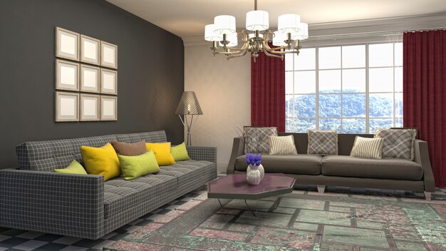 Illustration of the living room interior