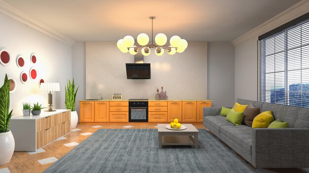 Illustration of the living room interior