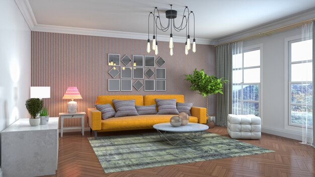 Illustration of the living room interior