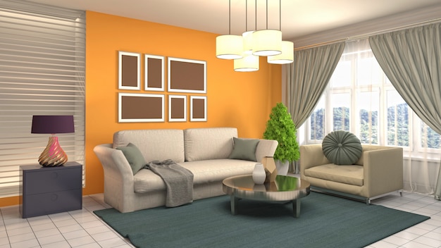 Illustration of the living room interior