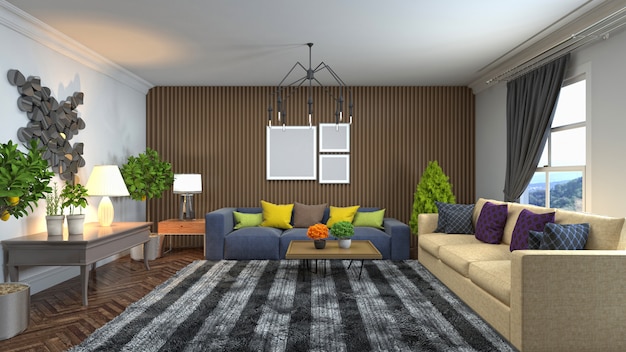 Illustration of the living room interior