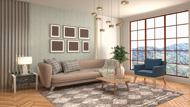 Illustration of the living room interior