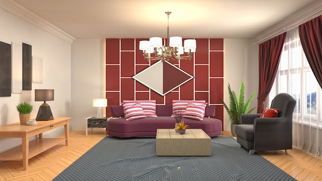 Illustration of the living room interior