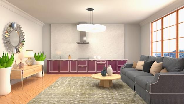 Illustration of the living room interior