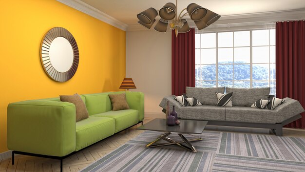 Illustration of the living room interior