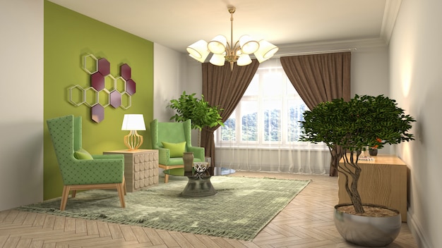 Illustration of the living room interior