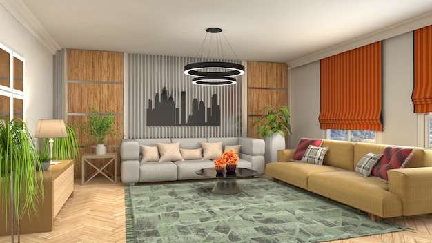 Illustration of the living room interior