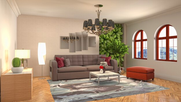 Illustration of the living room interior