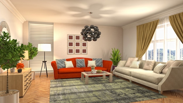 Illustration of the living room interior