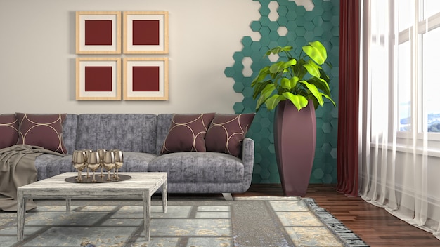 Illustration of the living room interior