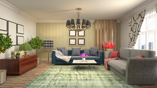 Illustration of the living room interior