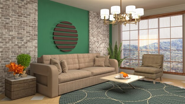 Illustration of the living room interior