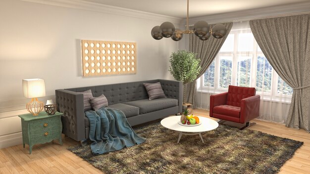 Illustration of the living room interior