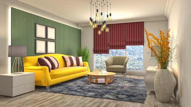 Illustration of the living room interior