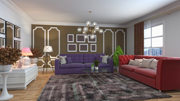 Illustration of the living room interior