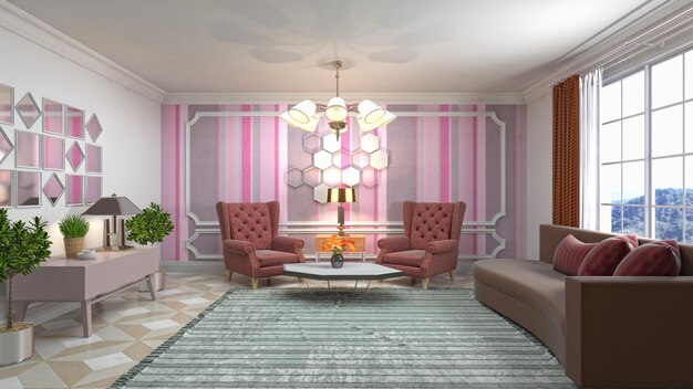 Illustration of the living room interior