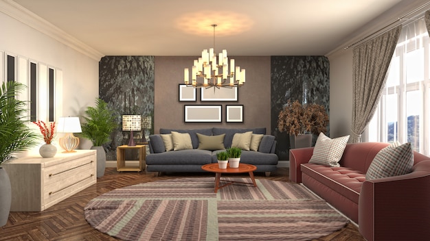 Illustration of the living room interior