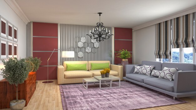 Illustration of the living room interior