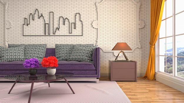 Illustration of the living room interior