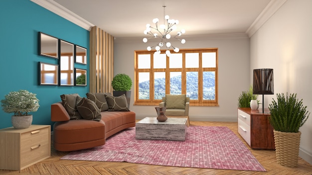 Illustration of the living room interior