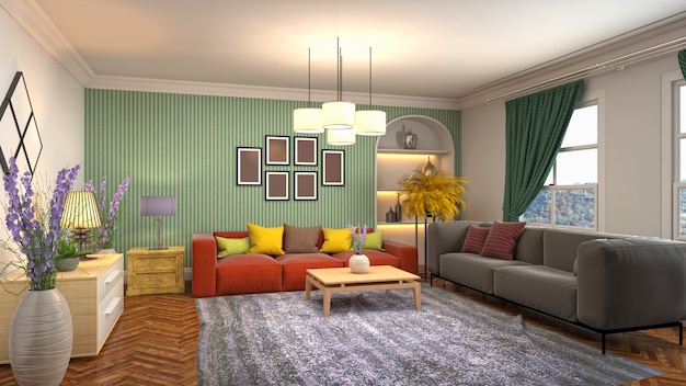 Illustration of the living room interior