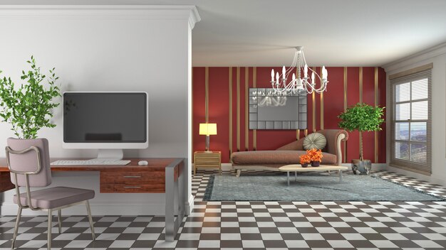 Illustration of the living room interior