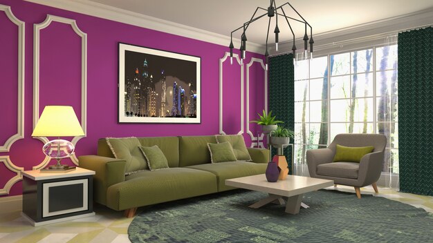 Illustration of the living room interior