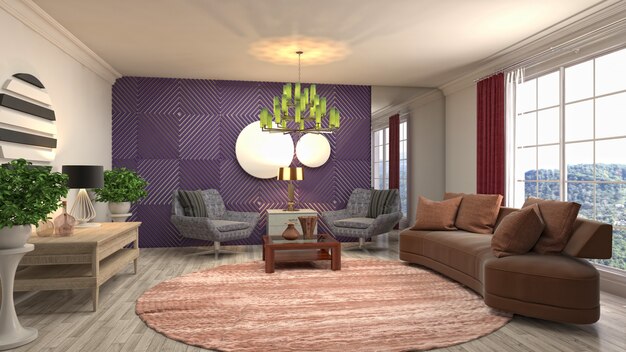 Illustration of the living room interior