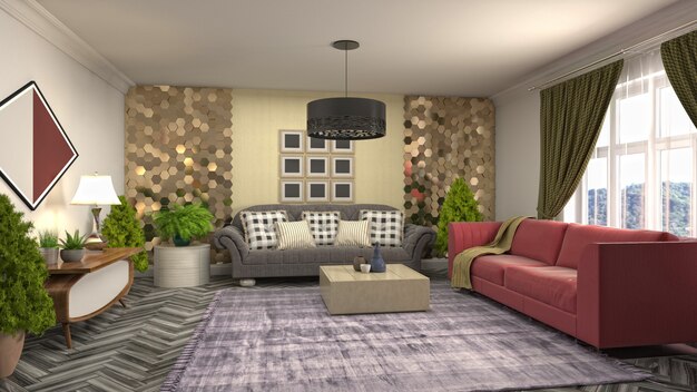 Illustration of the living room interior